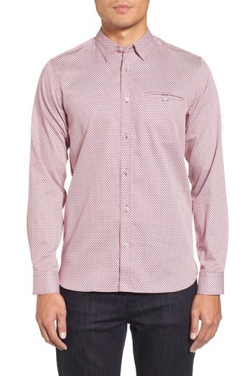 Men's Ted Baker London Vilamor Extra Slim Fit Print Sport Shirt (m) - Purple