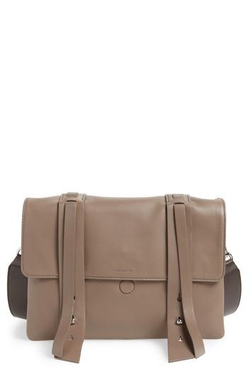 Allsaints Fin Lambskin Leather Messenger Bag - Brown