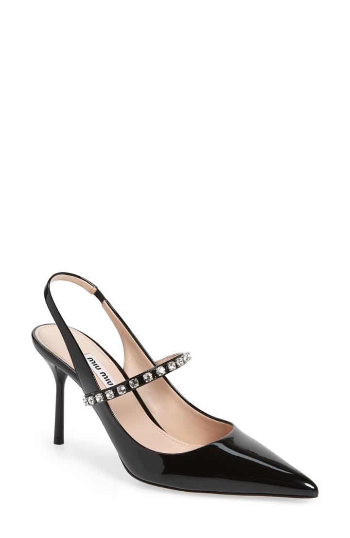 Women's Miu Miu Jewel Slingback Pump .5us / 35.5eu - Black