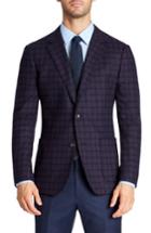 Men's Bonobos Jetsetter Slim Fit Plaid Wool Blend Sport Coat R - Burgundy