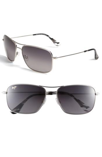 Women's Maui Jim Wiki Wiki 59mm Polarizedplus2 Aviator Sunglasses - Silver/ Neutral Grey