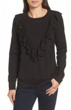 Women's Halogen Ruffle Ponte Sweater, Size - Black