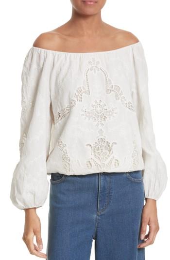 Women's Alice + Olivia Alta Cotton Peasant Top