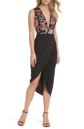 Women's Sau Lee Mila Embroidered Tulip Skirt Dress - Black