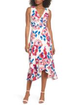 Women's Charles Henry Floral Print Sleeveless Wrap Dress - Ivory