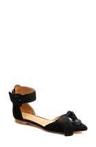 Women's Bill Blass Sylvie Ankle Strap Embellished Flat .5 M - Black
