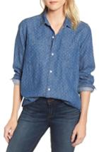 Women's Lucky Brand Polka Dot Denim Boyfriend Shirt - Blue