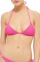 Women's Topshop Ribbed Triangle Bikini Top Us (fits Like 14) - Pink