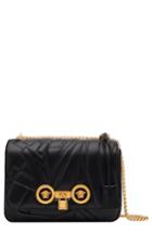 Versace Icon Logo Quilted Leather Shoulder Bag - Black