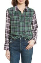 Women's Equipment Holly Colorblock Plaid Silk Shirt - Green