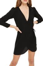 Women's Topshop Crepe Wrap Minidress Us (fits Like 0) - Black