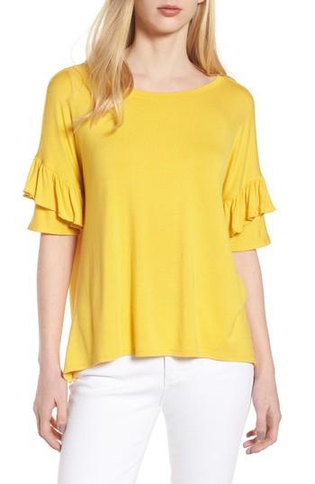 Women's Chelsea28 Ruffle Sleeve Tee, Size - Yellow