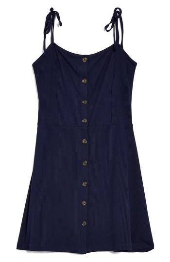 Women's Topshop Button Down Rib Minidress Us (fits Like 0) - Ivory