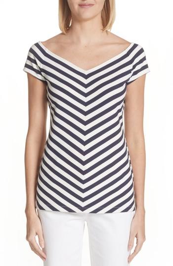 Women's Lafayette 148 New York Reese V-neck Tee, Size - Blue