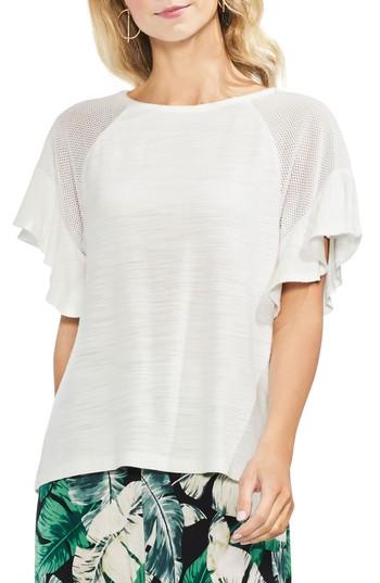 Women's Vince Camuto Mesh Shoulder Knit Top, Size - White