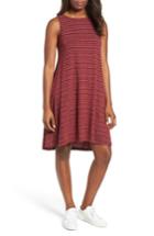 Women's Caslon Stripe Cotton Blend Trapeze Dress - Red