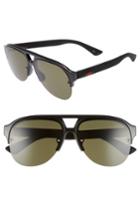 Men's Gucci 59mm Semi Rimless Sunglasses - Black