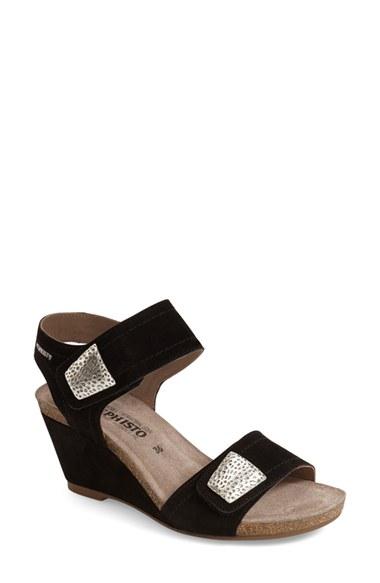Women's Mephisto 'jackie' Wedge Sandal M - Black