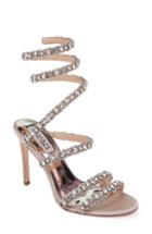 Women's Badgley Mischka Peace Crystal Ankle Wrap Sandal .5 M - Beige
