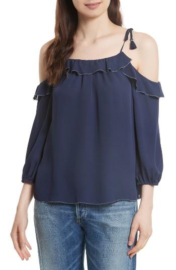 Women's Joie Eukene Silk Cold Shoulder Top - Blue