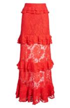Women's Afrm Otis Ruffle Maxi Skirt - Red