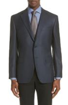 Men's Canali Classic Fit Houndstooth Silk & Wool Sport Coat Us / 58 Eu L - Blue