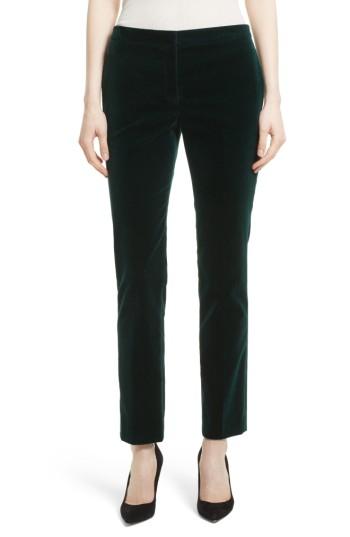 Women's Theory Stretch Velvet Tux Pants - Green