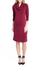 Women's Lilac Clothing Cowl Neck Maternity Dress, Size Xxl - Burgundy