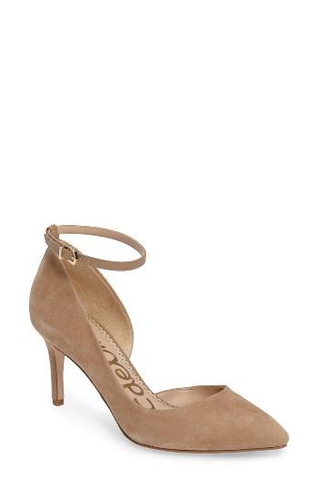 Women's Sam Edelman Tia Ankle Strap Pump M - Beige