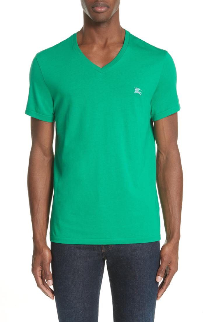 Men's Burberry Jadford V-neck T-shirt, Size - Green