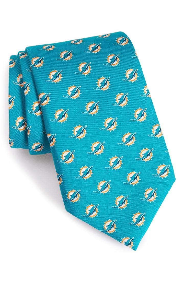 Men's Vineyard Vines Miami Dolphins - Nfl Woven Silk Tie, Size - Green