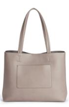 Sole Society Oversize Faux Leather Tote - Brown