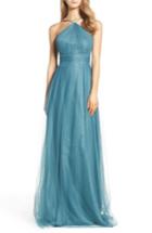 Women's Monique Lhuillier Bridesmaids Tulle Halter Style Gown - Green