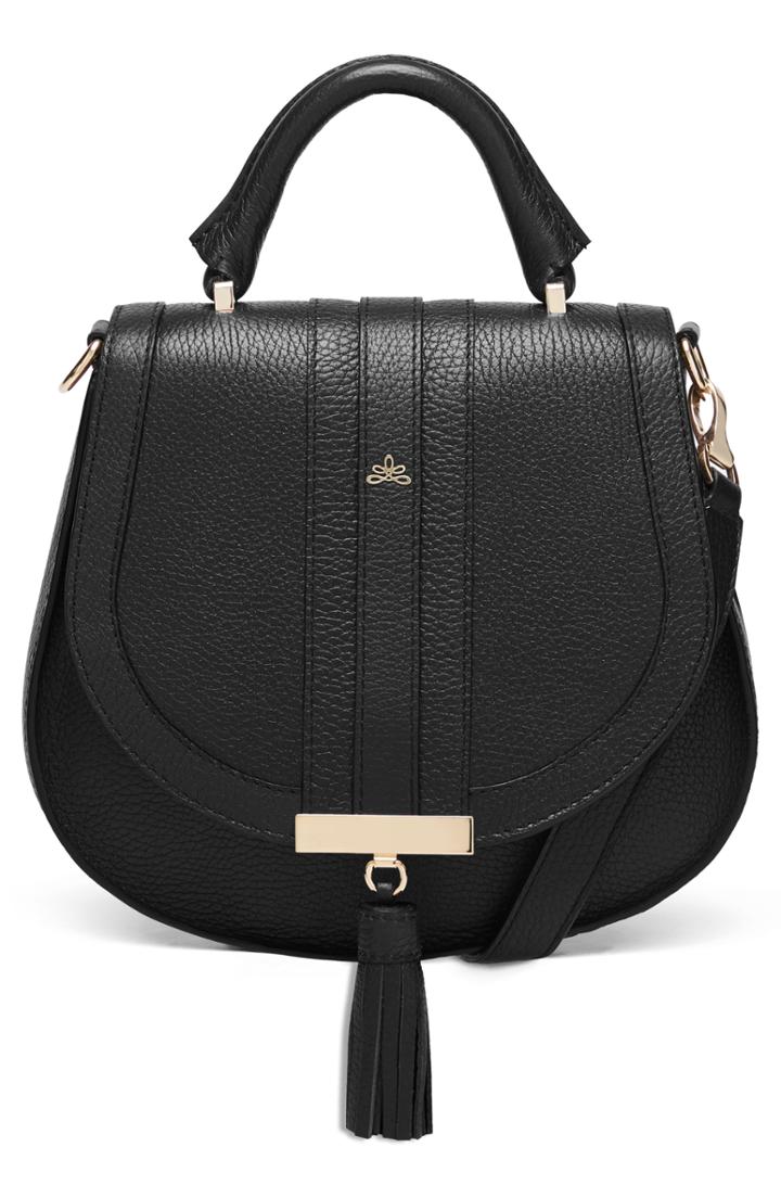 Demellier Mini Venice Grained Leather Crossbody Bag - Black