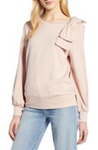 Women's Halogen Bow Trim Sweatshirt - Pink