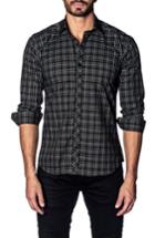 Men's Jared Lang Slim Fit Speckled Plaid Sport Shirt - Black