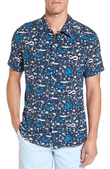 Men's Surfside Supply Fish Print Rayon Shirt - Blue