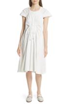 Women's Carven Lace Up Front Poplin Dress Us / 34 Fr - White
