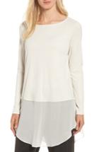 Women's Eileen Fisher Silk Layer Look Tunic, Size - Ivory