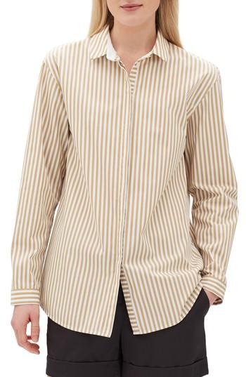 Women's Lafayette 148 New York Sabira Stripe Blouse - Beige