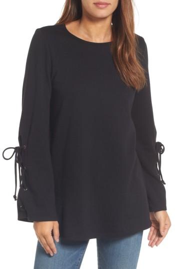 Women's Halogen Terry Tie Sleeve Tunic - Black