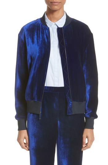 Women's St. John Collection Velvet Bomber Jacket