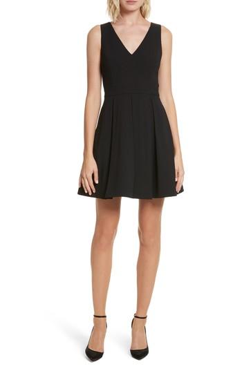 Women's Alice + Olivia Julieta Inverted Pleat Fit & Flare Dress - Black