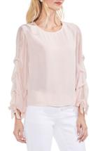 Women's Vince Camuto Tiered Sleeve Metallic Clip Dot Blouse - Pink
