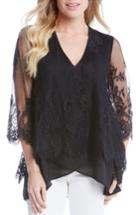 Women's Karen Kane Lace Overlay Asymmetrical Top - Black