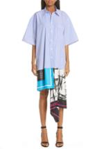 Women's Balenciaga Scarf Hem Stripe Poplin Shirtdress Us / 40 Fr - Blue