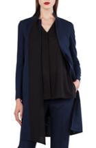Women's Akris Reversible Stretch Wool & Silk Coat - Blue