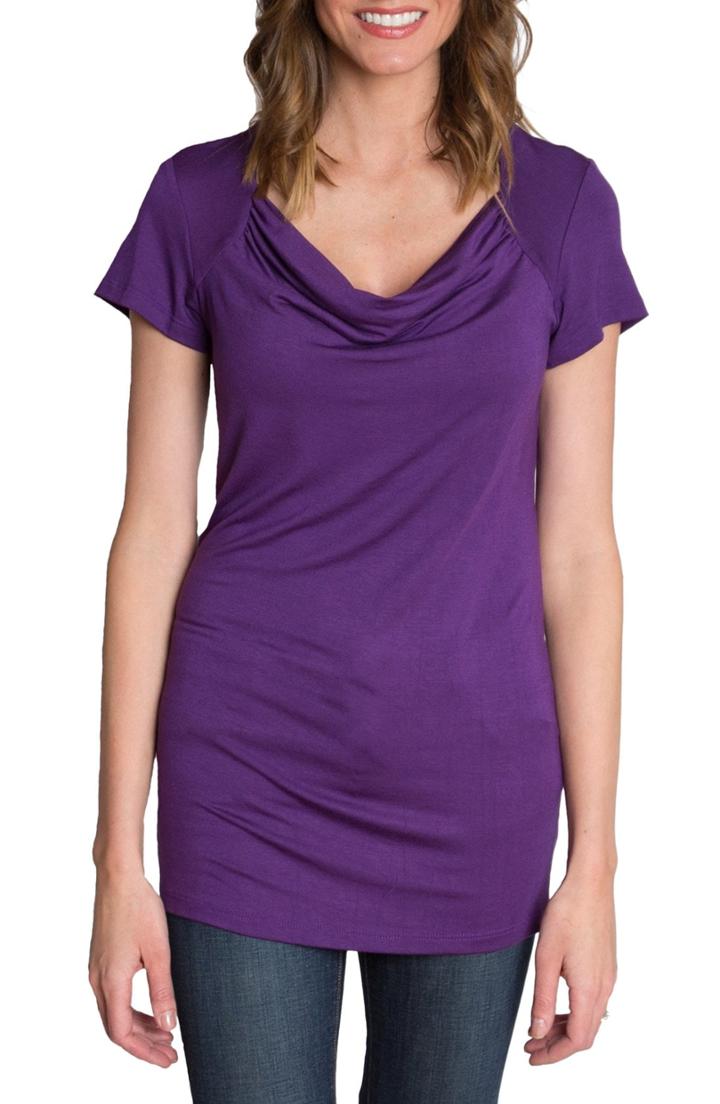 Women's Udderly Hot Mama 'chic' Cowl Neck Nursing Tee (12-14 Us) - Purple