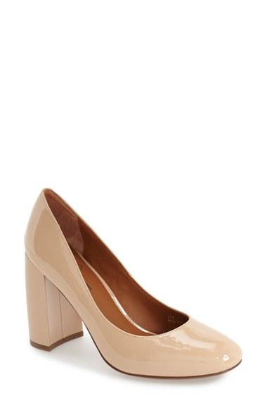 Women's Linea Paolo 'brooke' Block Heel Pump M - Beige