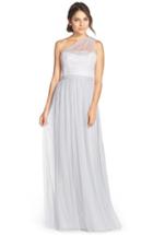 Women's Amsale One-shoulder Lace & Tulle Gown